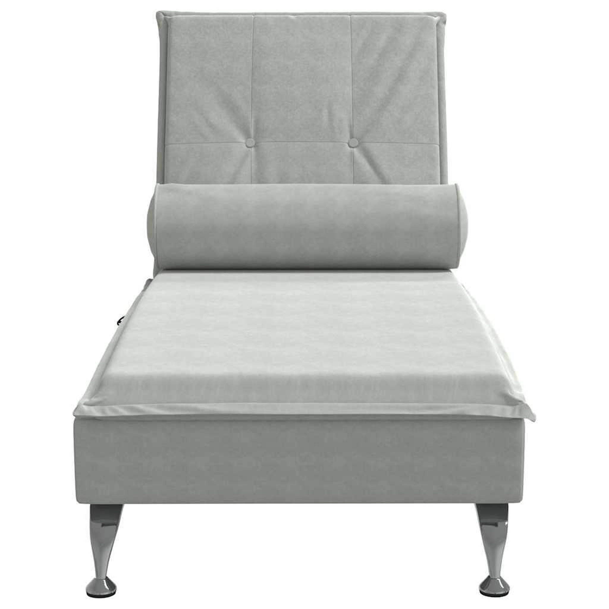 Voir la diapositive 4 : VIDAXL Chaise longue de massage avec traversin gris clair velours