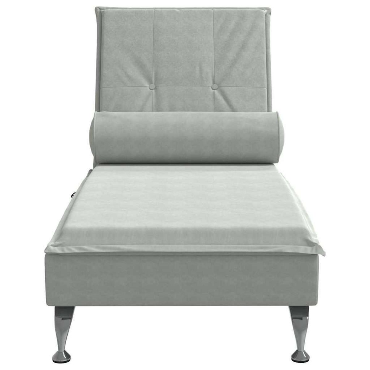 VIDAXL Chaise longue de massage avec traversin gris clair velours