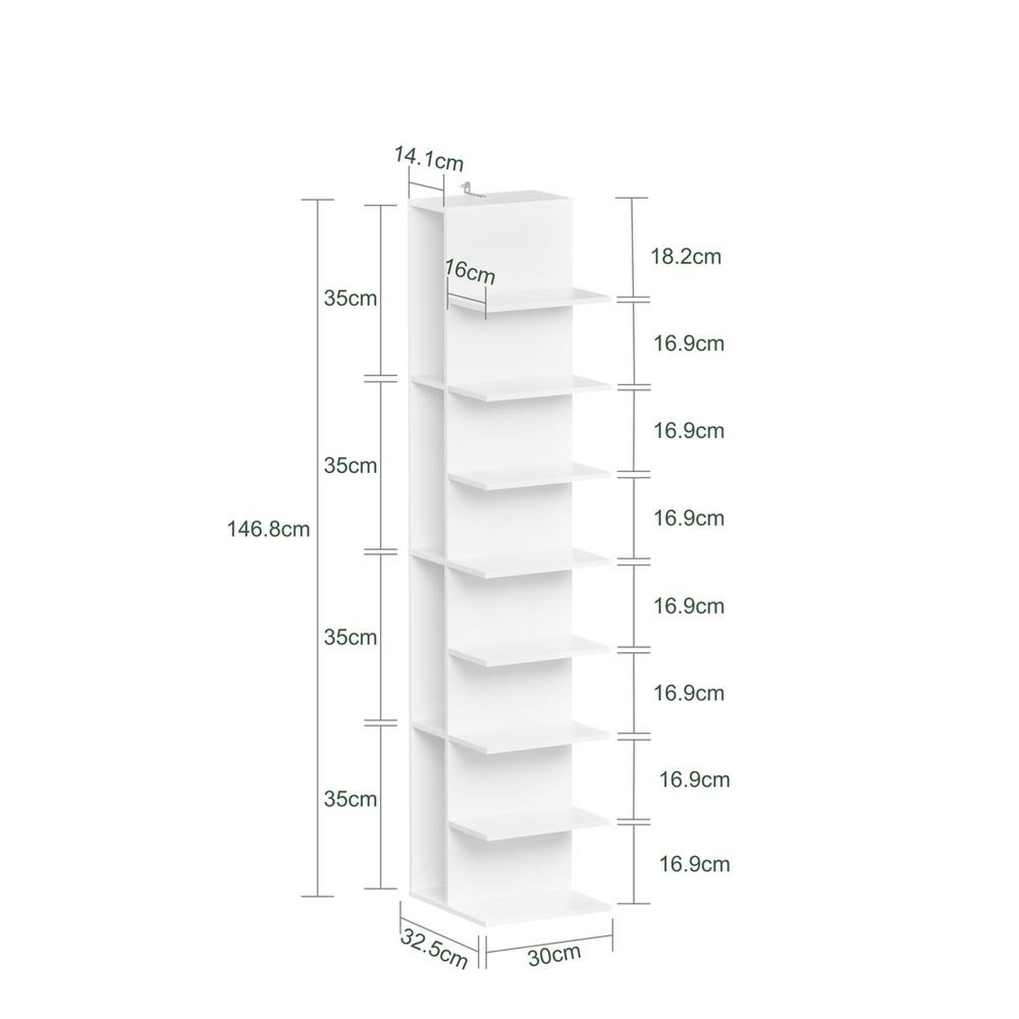 Voir la diapositive 3 : SOBUY Étagère colonne salvaspazio blanche 10 niveaux 30x32.5x146.8 cm str14-h-w