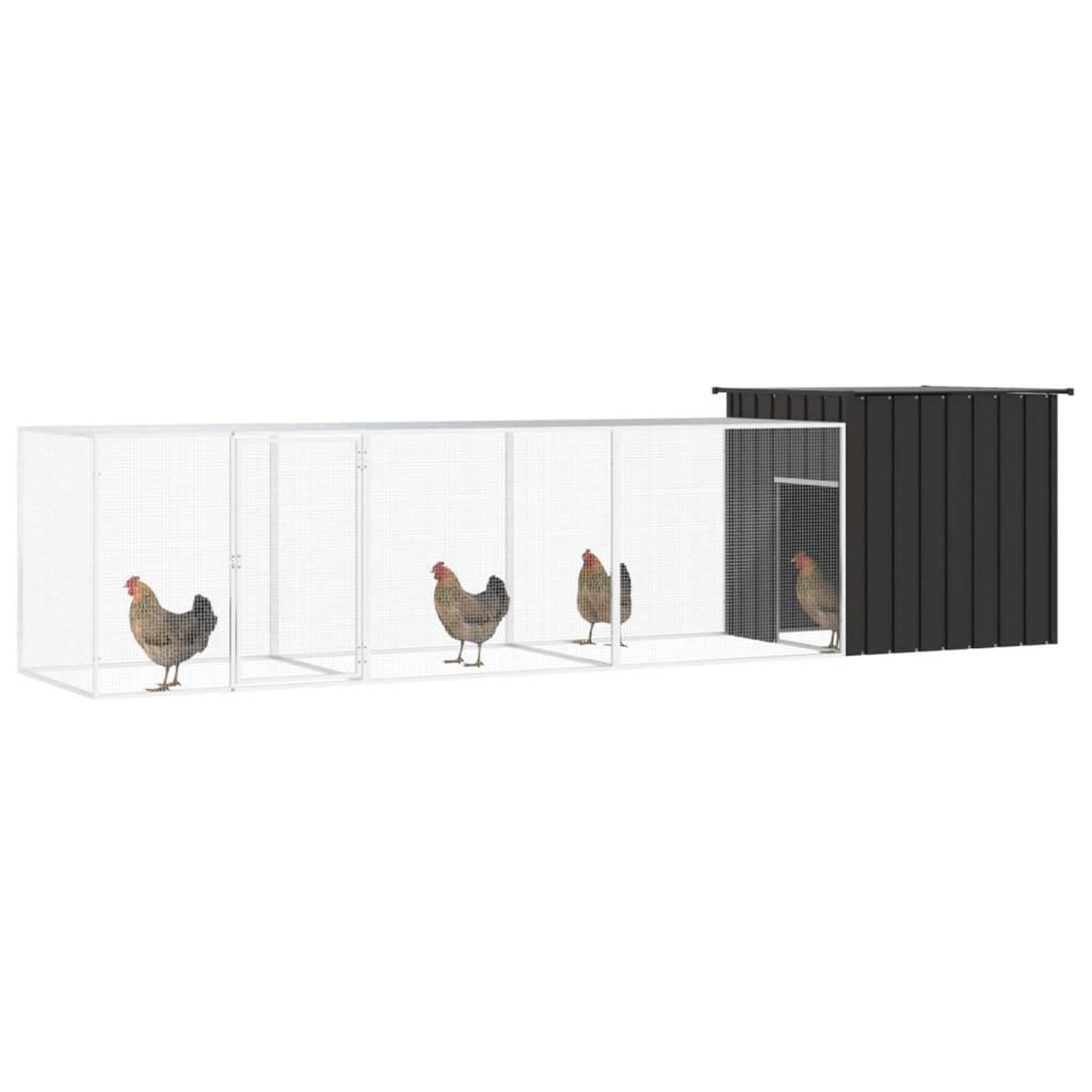 Voir la diapositive 2 : VIDAXL Poulailler Anthracite 400x91x100 cm Acier galvanise