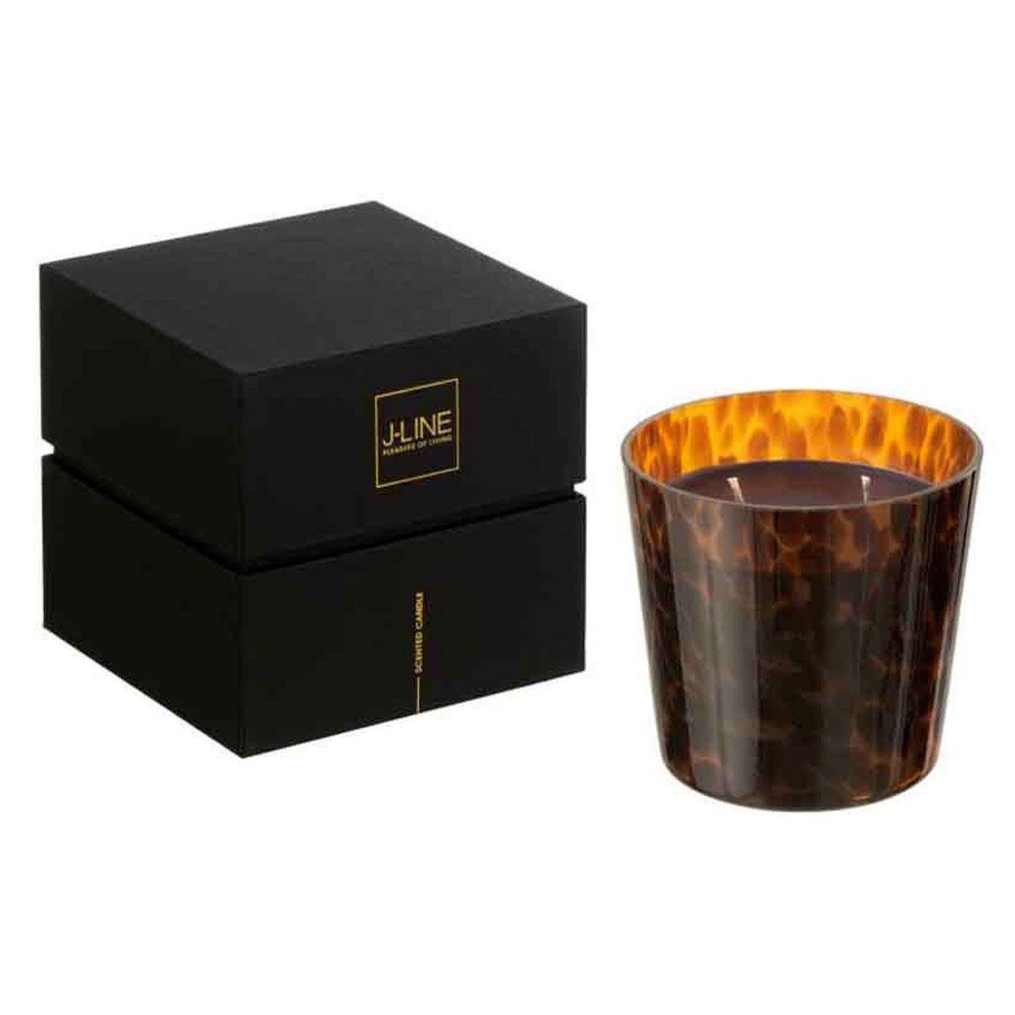 Voir la diapositive 2 : J-LINE Bougie parfumée  noa  12cm bois de santal marron