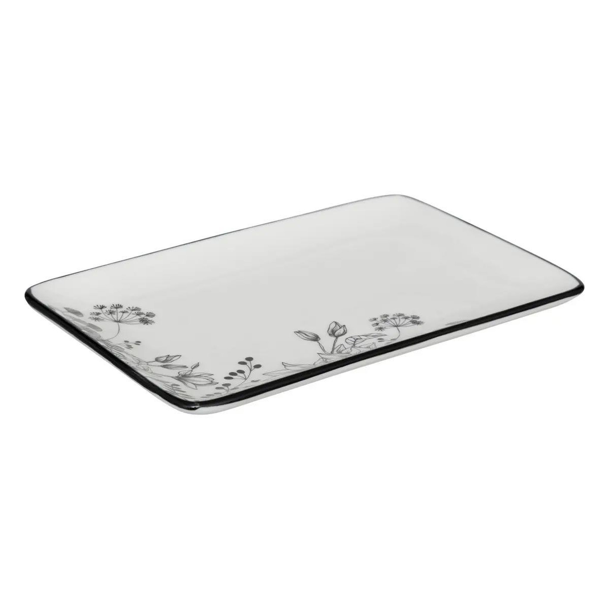 SECRET DE GOURMET Plat de présentation  white floral  20cm blanc