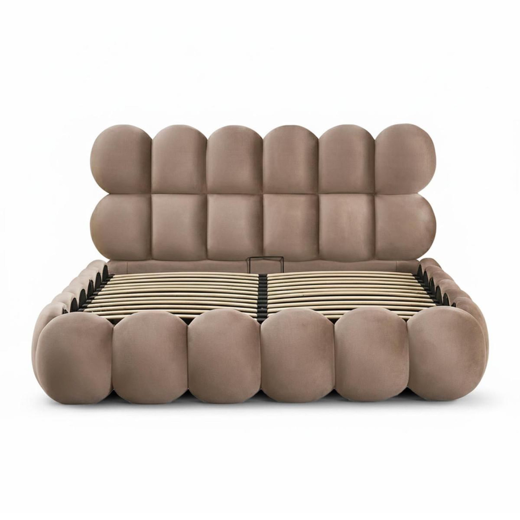 Voir la diapositive 2 : Paris Prix Pack lit coffre en velours & matelas  bubble & goodream  160x200cm taupe