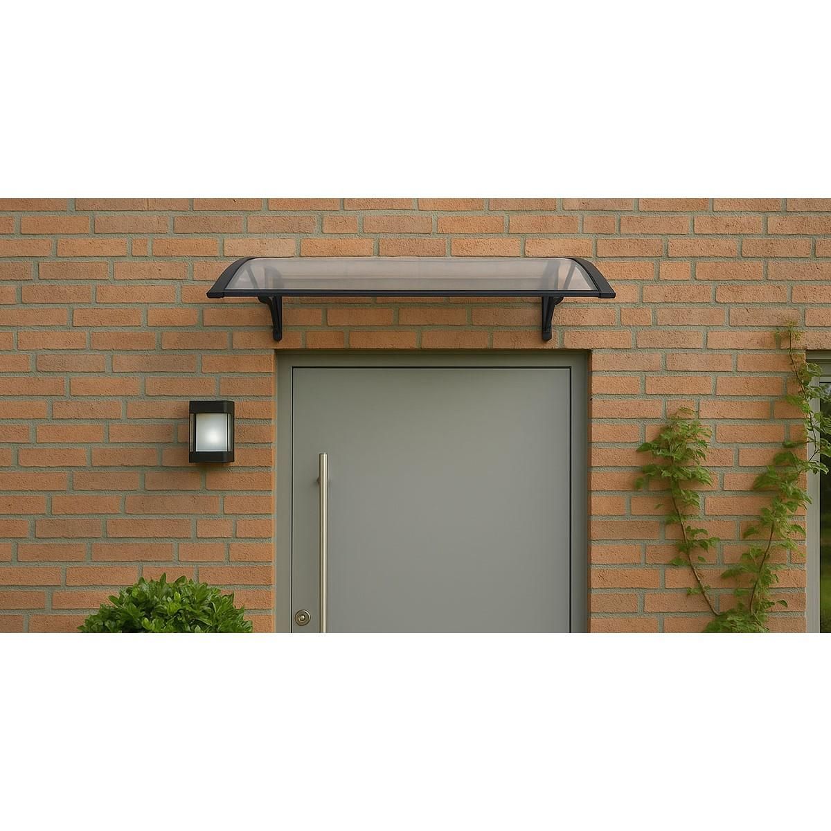ART PLAST Auvent de Porte d'Entrée et fenêtre 80 x 100 cm - Polycarbonate Anti UV Marquise Extérieure Bras Polypropylène Art Plast