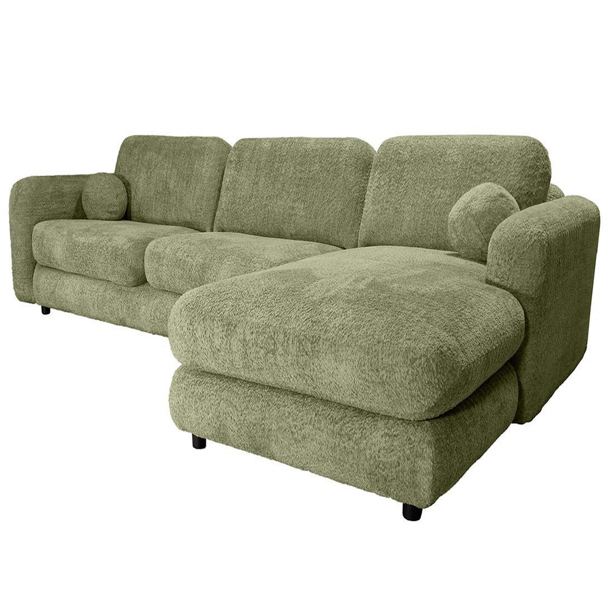 Voir la diapositive 4 : BEST MOBILIER Rachel - canapé d'angle droit 4 places en tissu bouclette