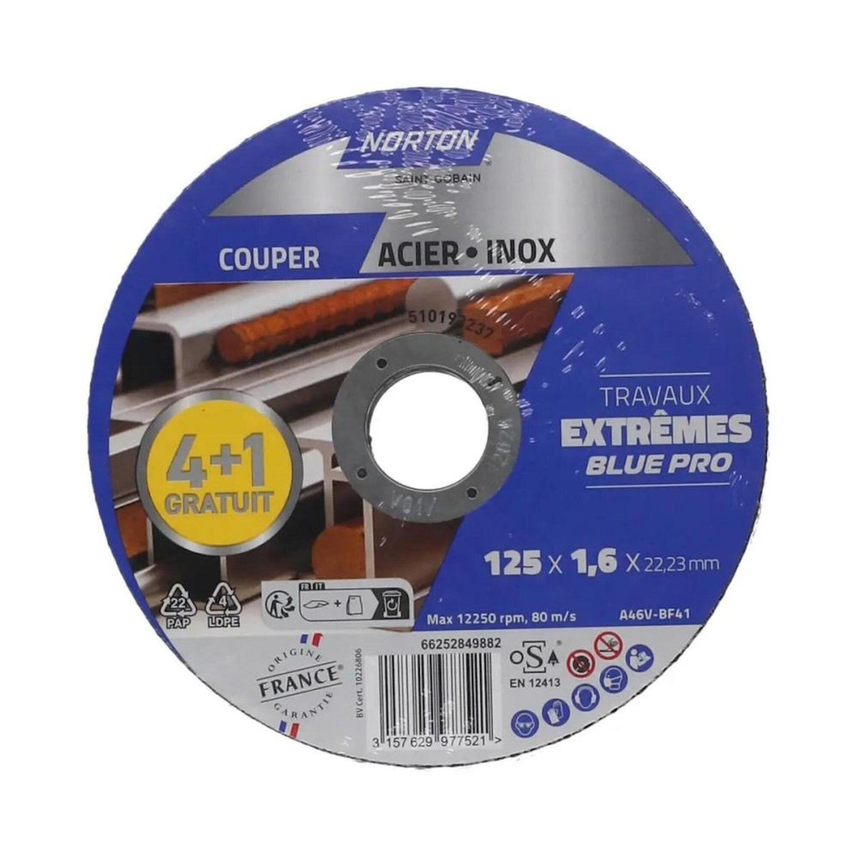 Norton Lot de 4+1 disques acier/inox NORTON 125x1,6