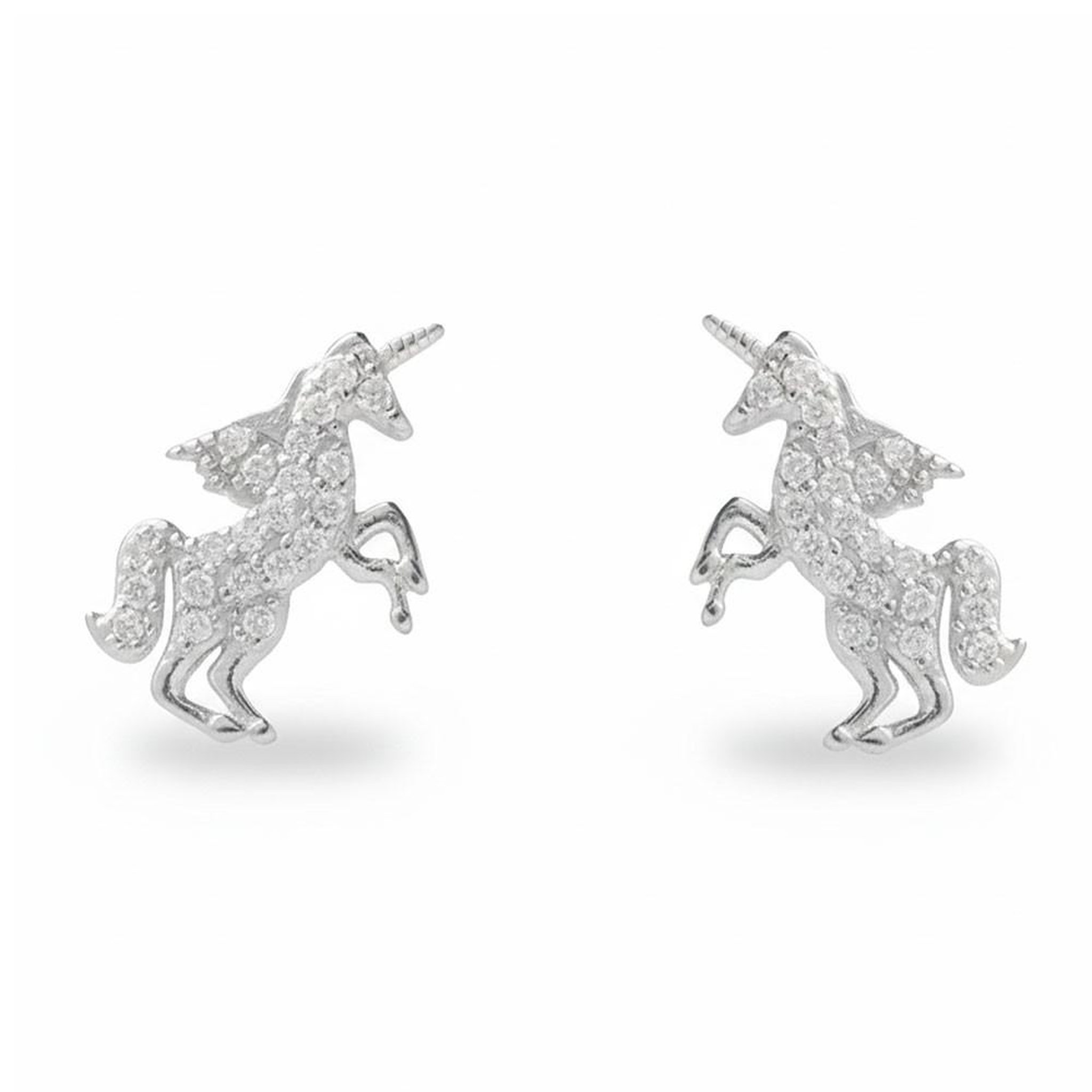L'ATELIER D'AZUR Boucles d'Oreilles Argent 925/000 Rhodié - Licorne Pavée de Zirconiums