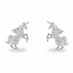 L'ATELIER D'AZUR Boucles d'Oreilles Argent 925/000 Rhodié - Licorne Pavée de Zirconiums
