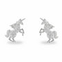 Voir la diapositive 1 : L'ATELIER D'AZUR Boucles d'Oreilles Argent 925/000 Rhodié - Licorne Pavée de Zirconiums