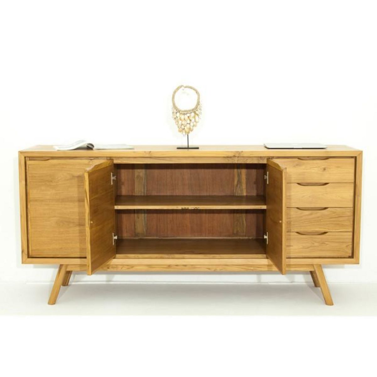 Paris Prix Buffet 3 Portes & 4 Tiroirs  Fiftees  180cm Naturel