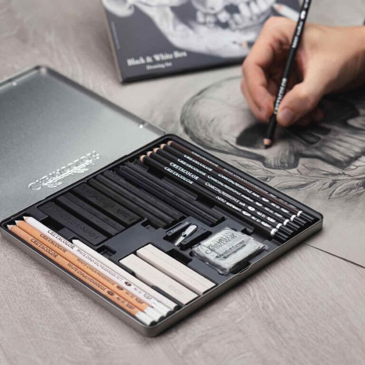 BREVILLIER'S CRETACOLOR Coffret dessin Noir & Blanc 25 pièces