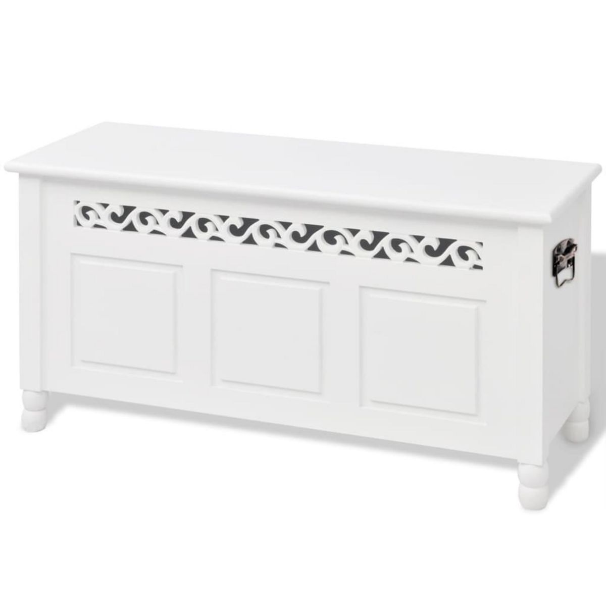 VIDAXL Banc de rangement en style baroque PFDM blanc