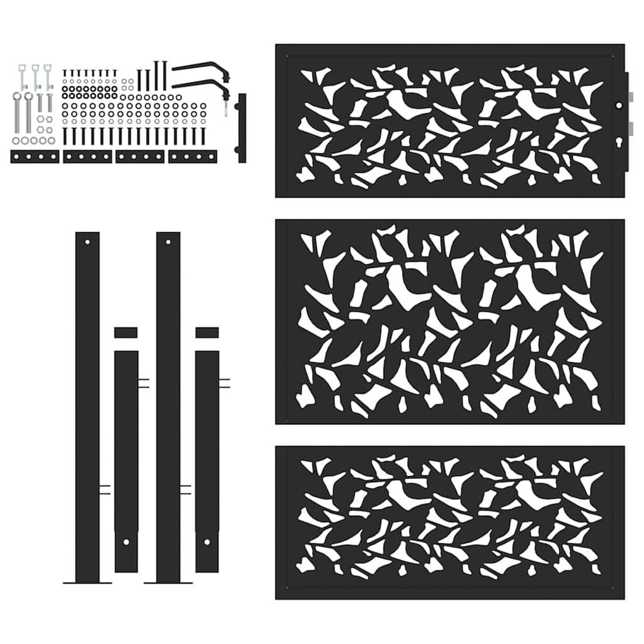 Voir la diapositive 4 : VIDAXL Portail de jardin noir 105x130 cm acier conception de feuilles