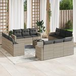 VIDAXL Salon de jardin avec coussins 13 pcs gris clair resine tressee