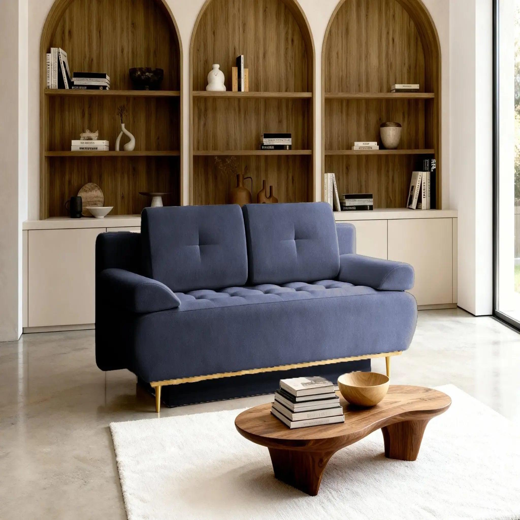 Voir la diapositive 2 : CASANOVA PARIS Amaro - canapé droit convertible tissu velours 2 places