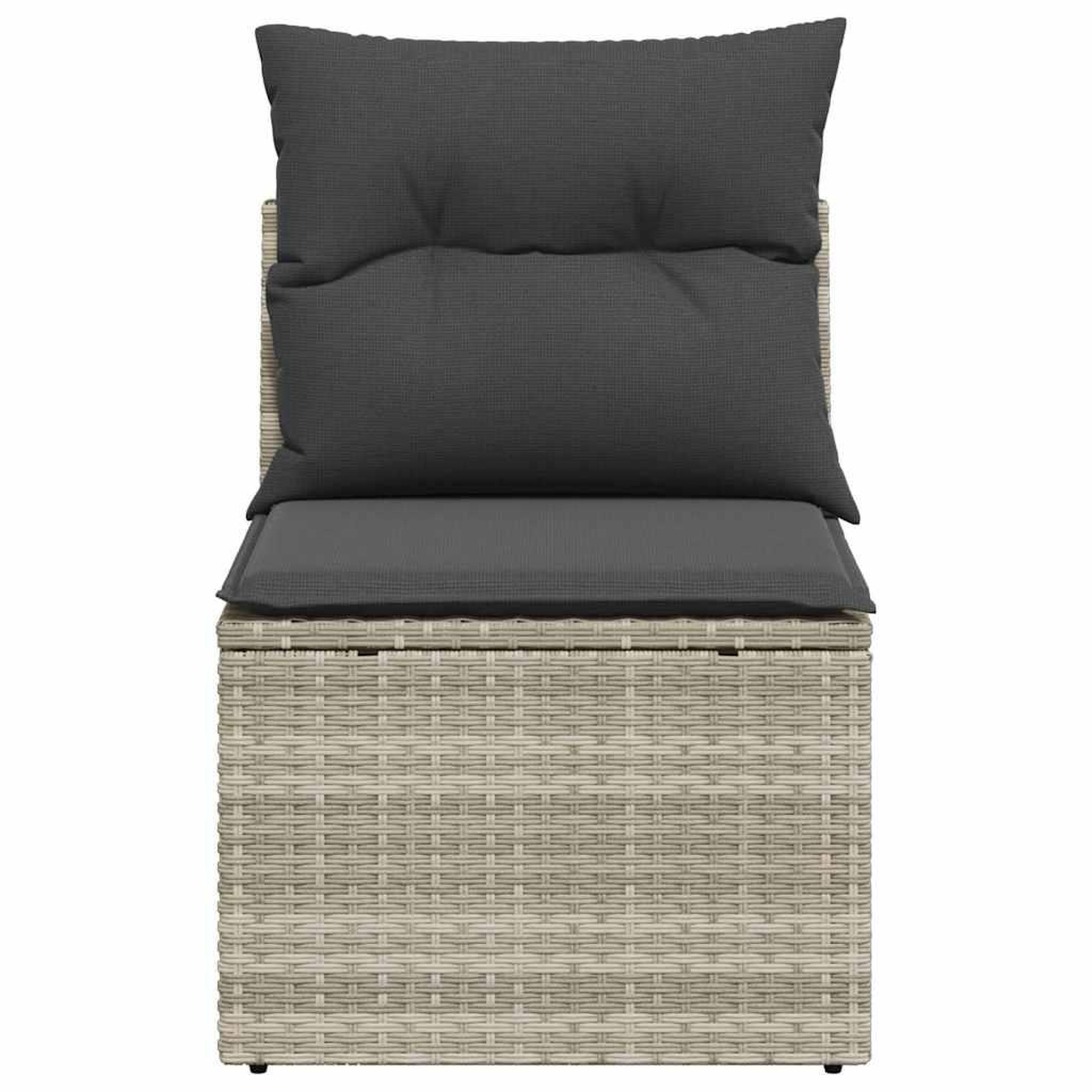 Voir la diapositive 4 : VIDAXL Chaise de jardin sans accoudoirs avec coussins gris clair rotin
