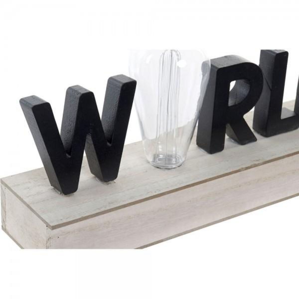 MARKET24 Décoration lumineuse DKD Home Decor World Noir Métal Bois MDF 30 x 40 cm 34 x 8 x 16 cm