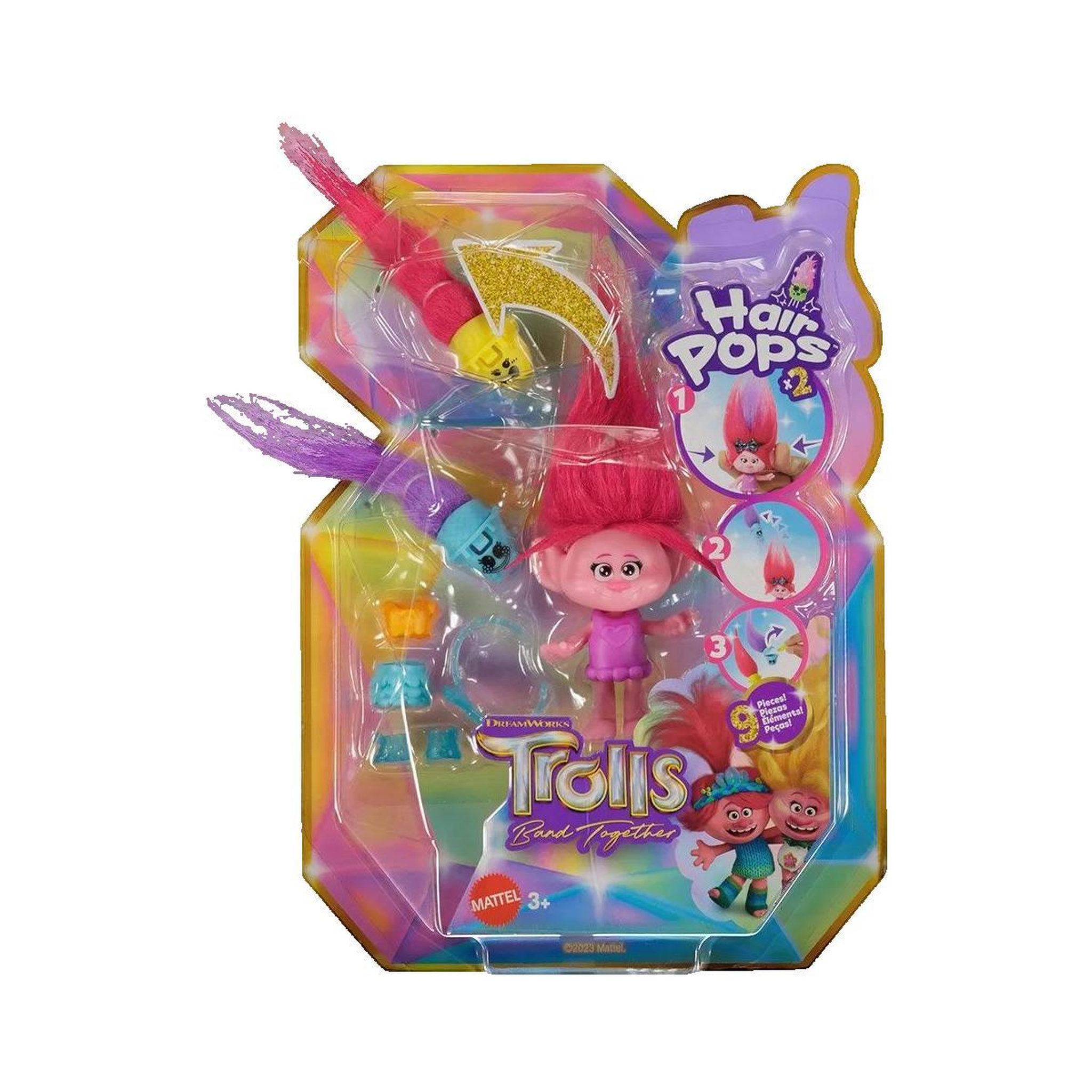 MATTEL Poupée Mattel Poppy aux cheveux roses