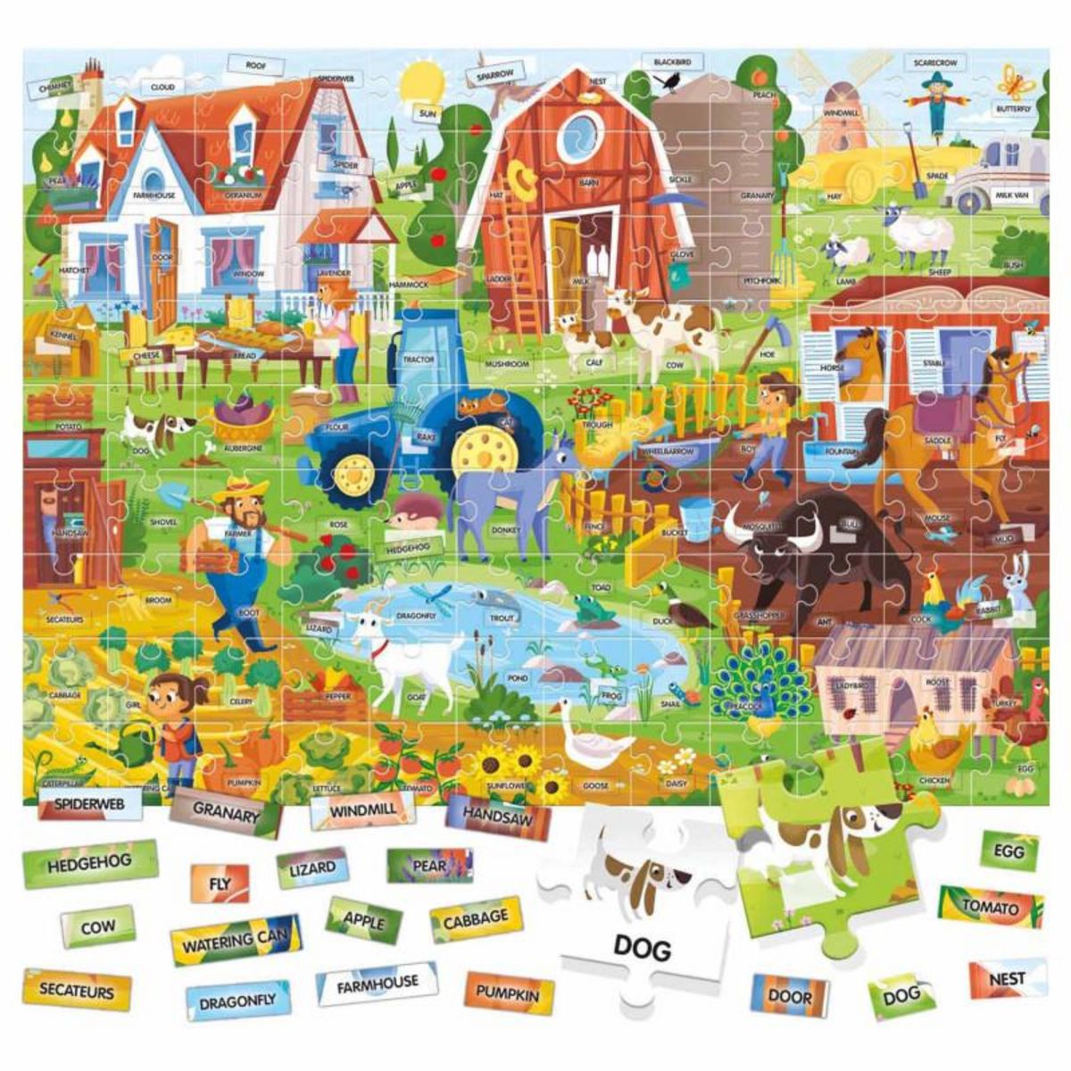HEADU Headu Easy English 100 Words Farm, 108pcs. (AND) IT20997