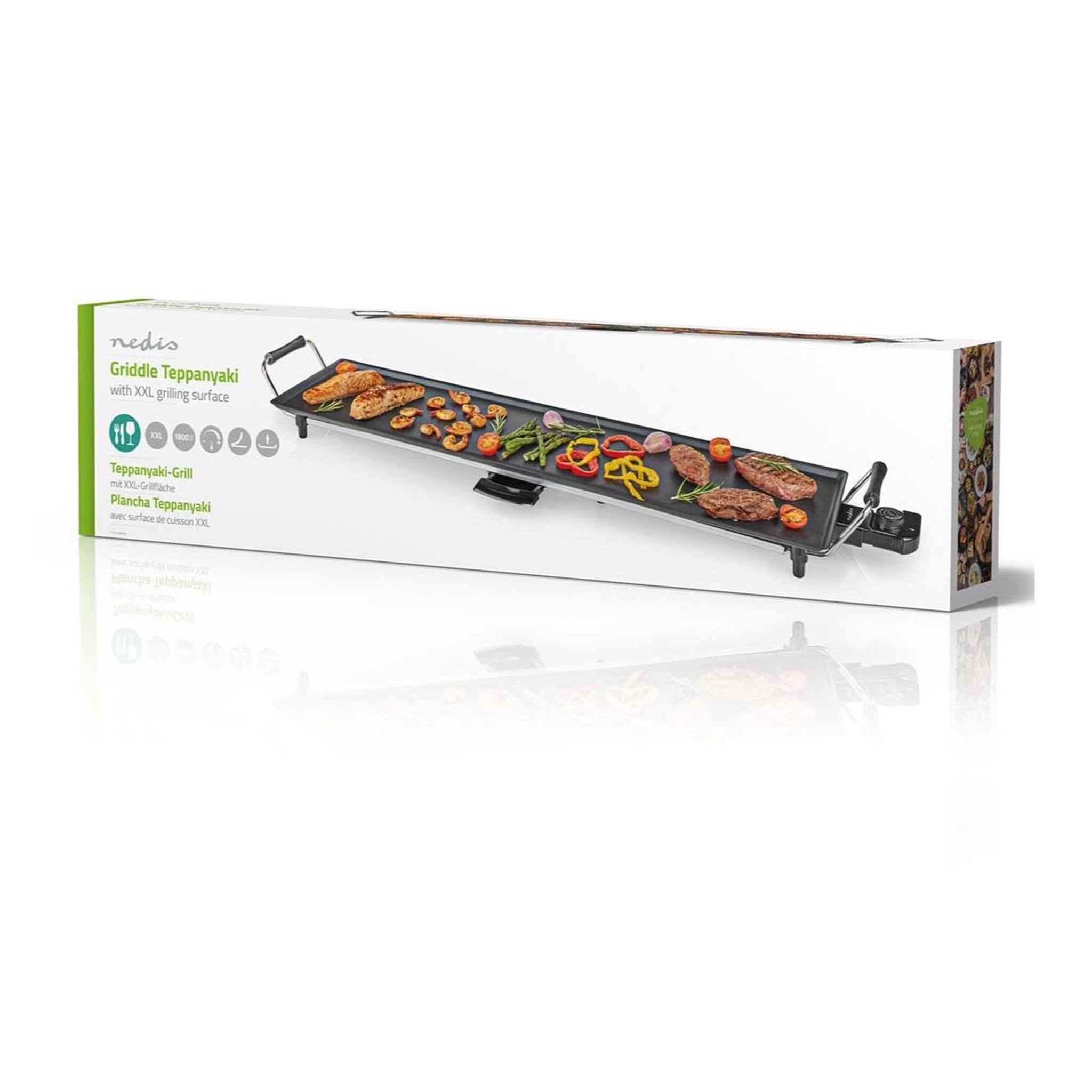 Voir la diapositive 3 : NEDIS Plancha teppanyaki 1800w 90x23 cm - FCTE110EBK90