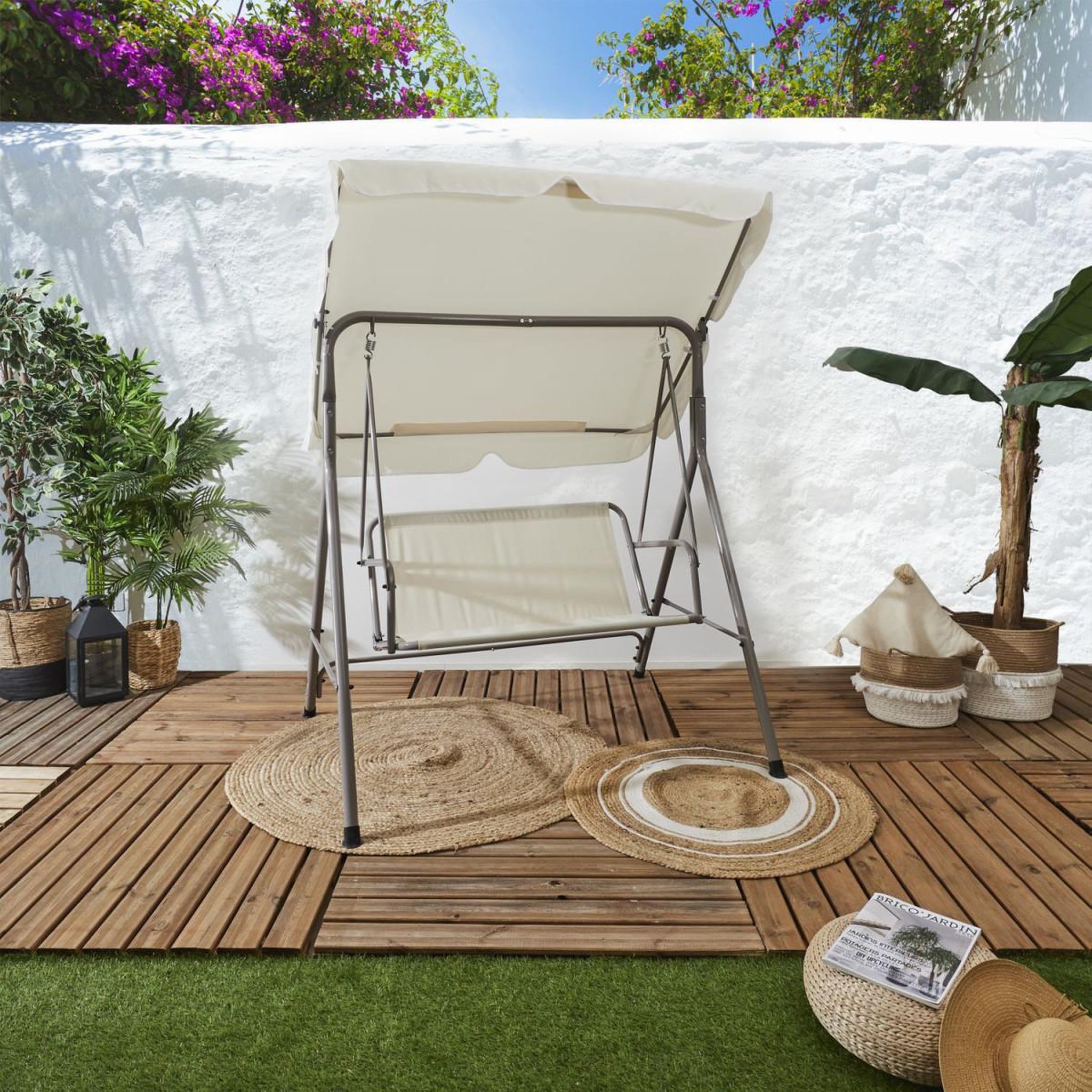 Voir la diapositive 4 : The Home Deco Factory Balancelle d'extérieur  soria  160cm beige