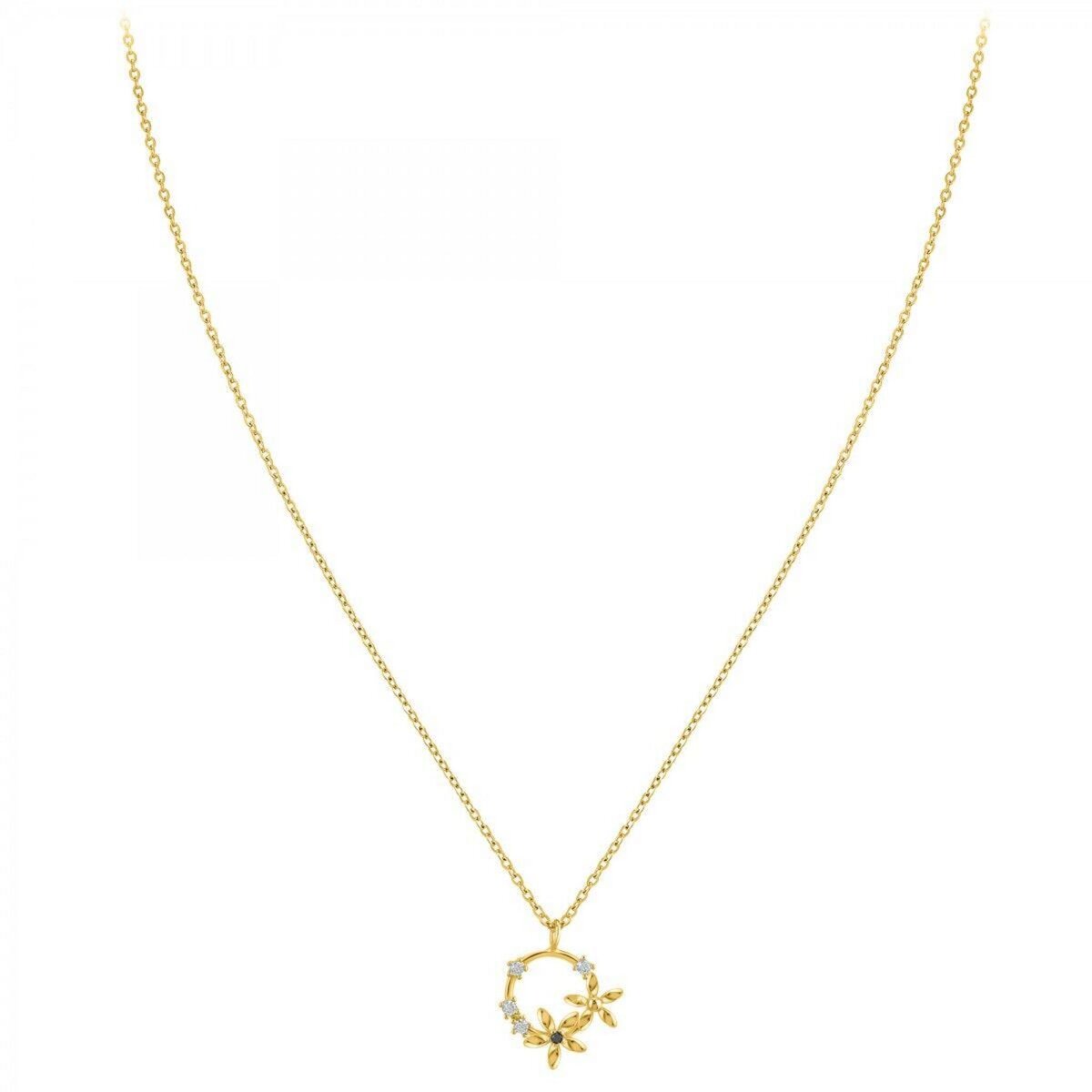 SC BOHEME Collier Fleurs par SC Bohème orné d'un véritable diamant noir