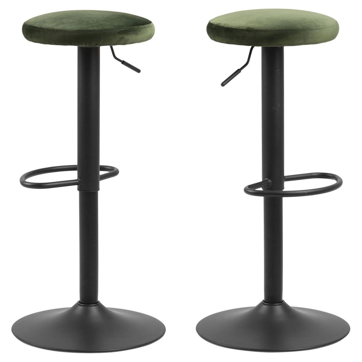 TOILINUX Lot de 2 Tabourets de bar Finch avec repose pieds et hauteur réglable en tissu et métal