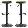 Voir la diapositive 1 : TOILINUX Lot de 2 Tabourets de bar Finch avec repose pieds et hauteur réglable en tissu et métal