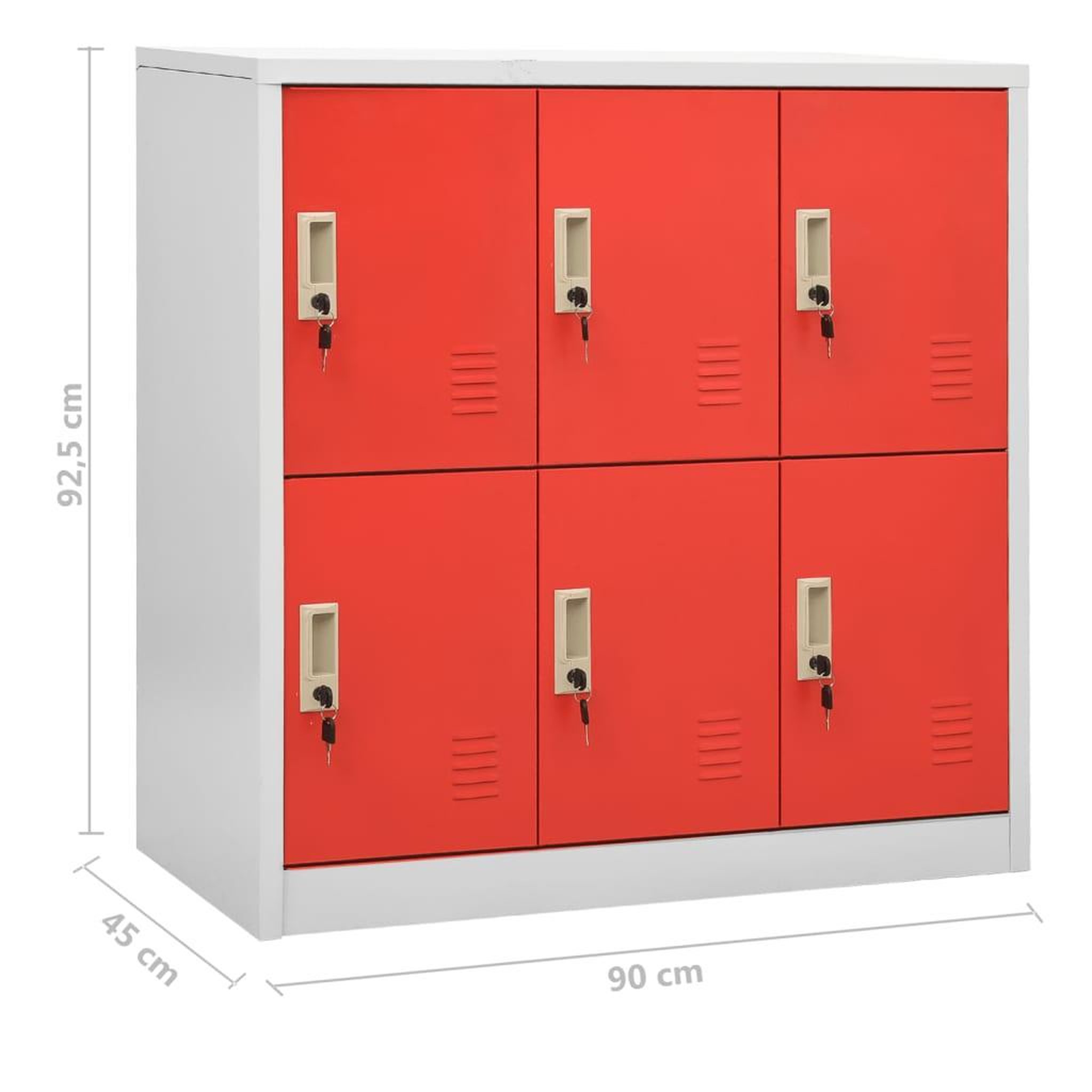 Voir la diapositive 6 : VIDAXL Armoires a casiers 2 pcs Gris clair et rouge 90x45x92,5cm Acier