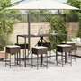 Voir la diapositive 3 : VIDAXL Ensemble de bar de jardin avec coussins 7 pcs marron poly rotin