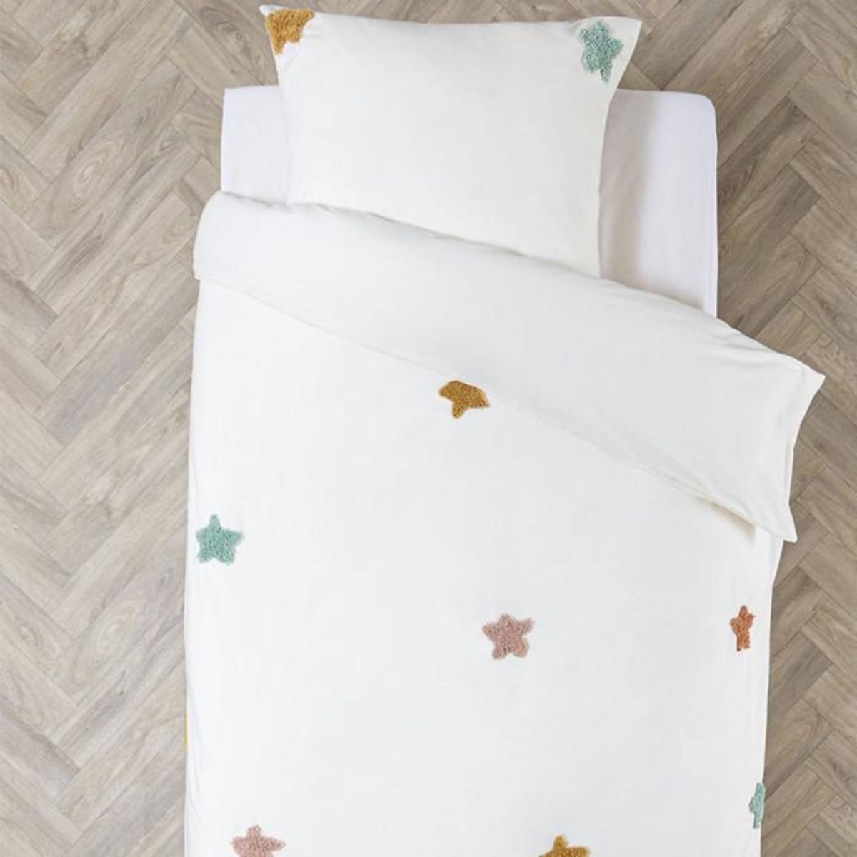 Atmosphera Kids Parure de Lit 2 Pièces  Étoile  140x200cm Blanc