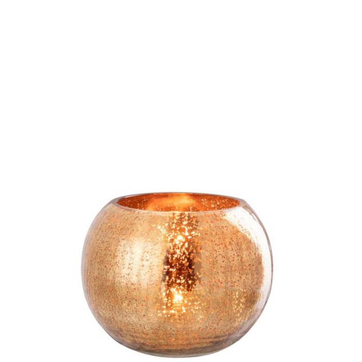 Paris Prix Photophore Boule en Verre  Craquelée  20cm Doré Foncé