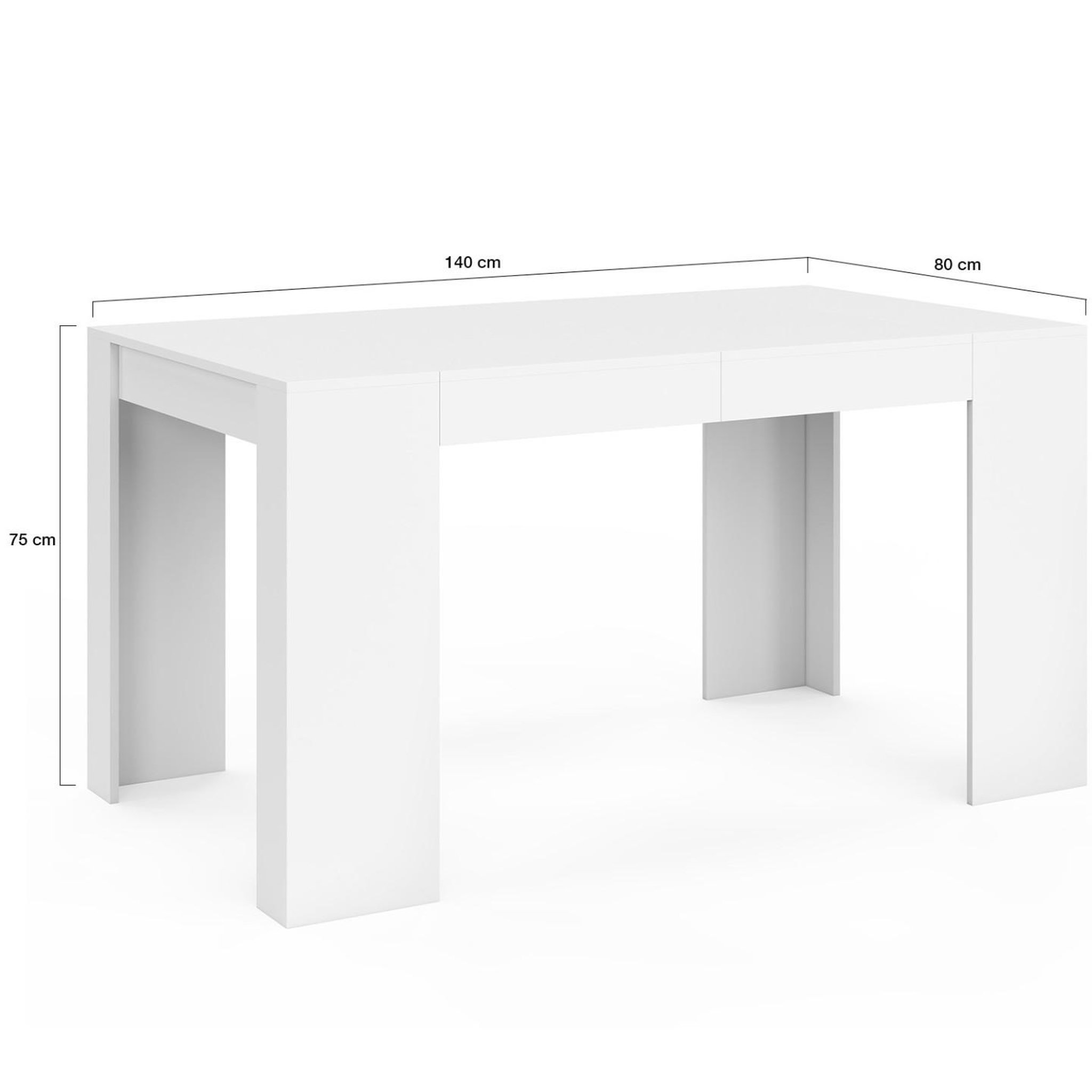 Voir la diapositive 6 : ID MARKET Table console extensible orlando 6 personnes 140 cm bois blanc