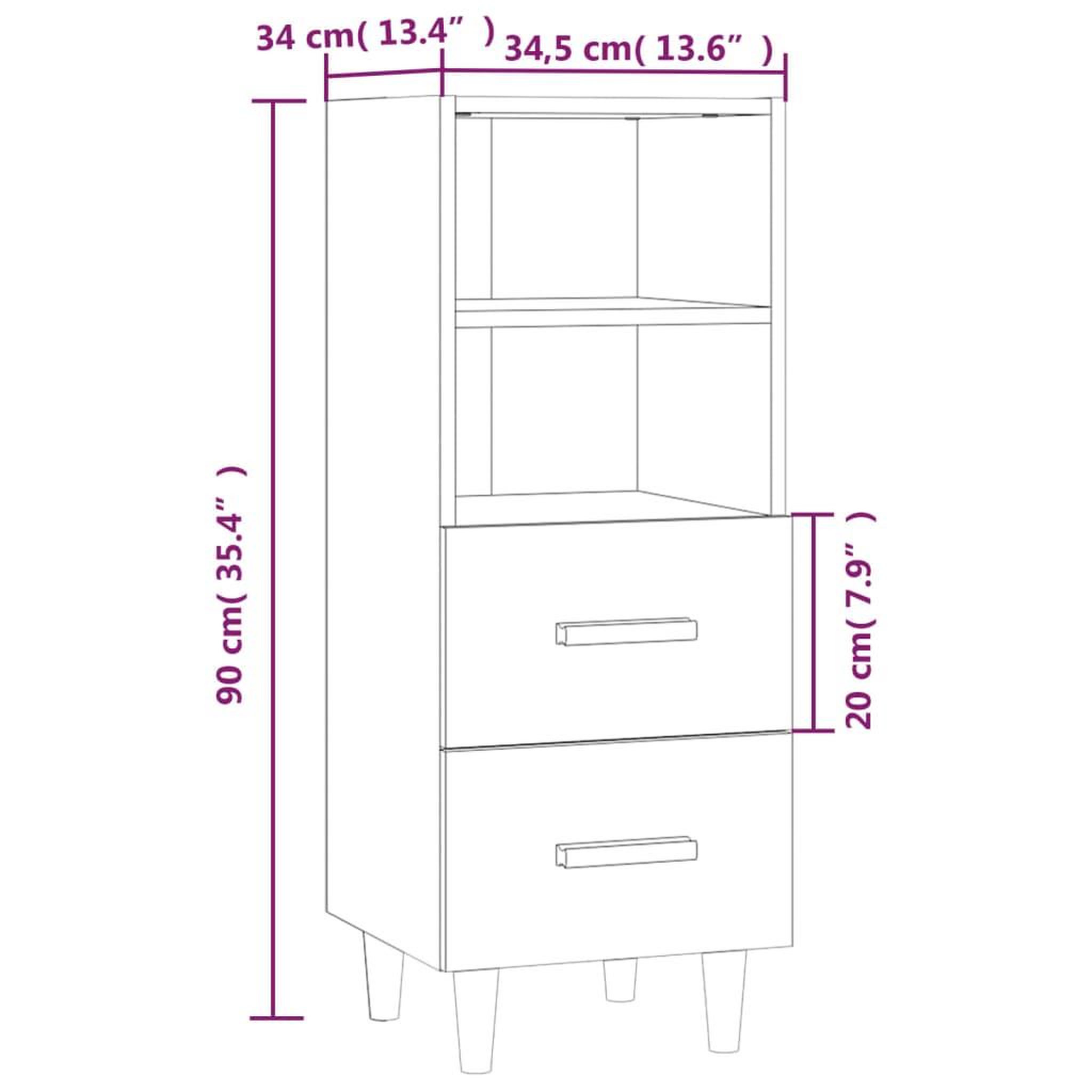 Voir la diapositive 6 : VIDAXL Buffet Blanc brillant 34,5x34x90 cm Bois d'ingenierie