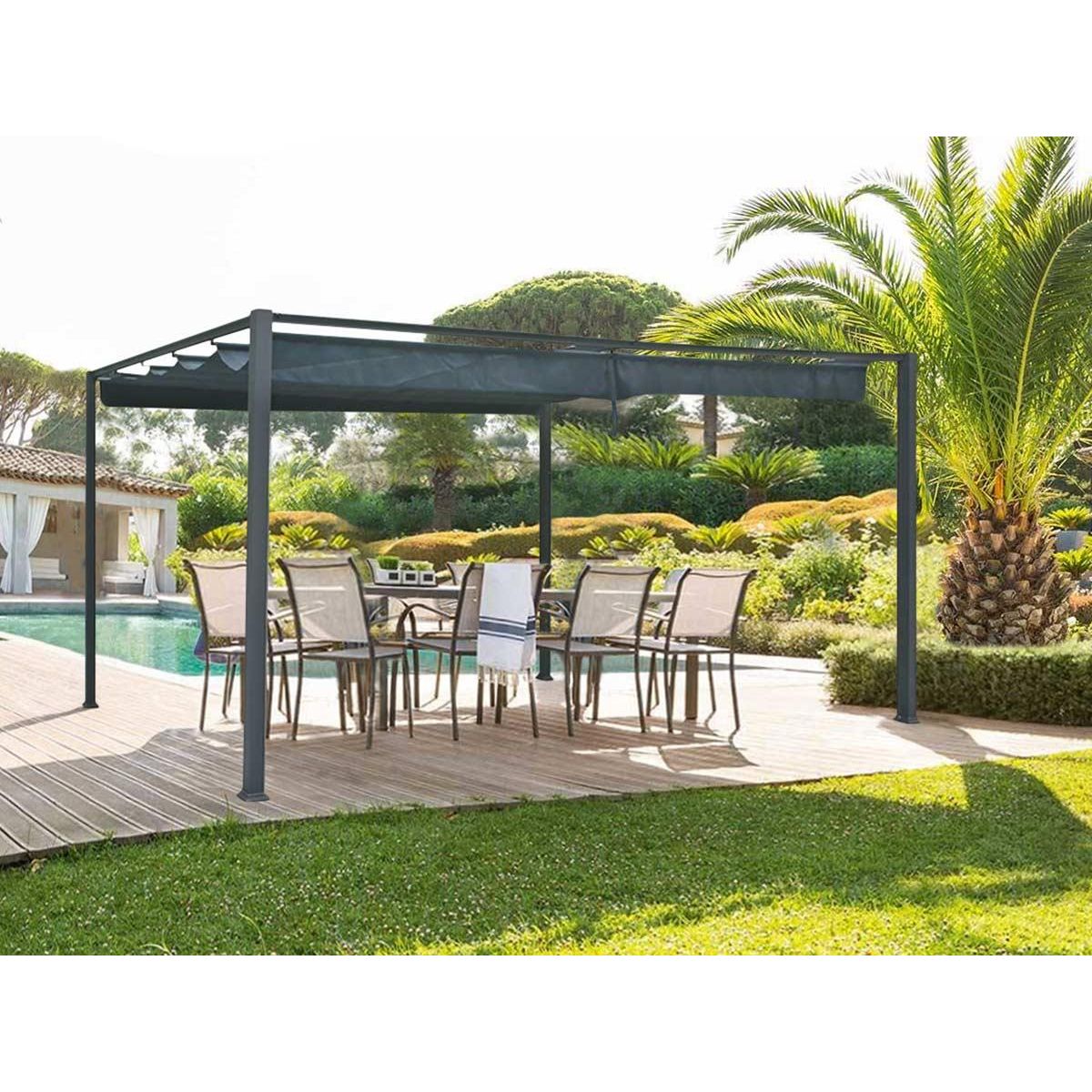 HESPERIDE Tonnelle de jardin en aluminium ardoise Palmeira 4 x 3 m - Hespéride