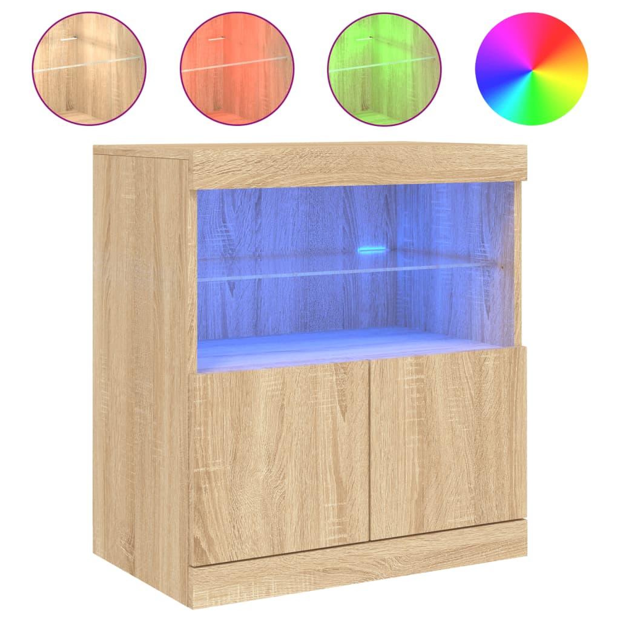 Voir la diapositive 2 : VIDAXL Buffet avec lumieres LED chene sonoma 60x37x67 cm