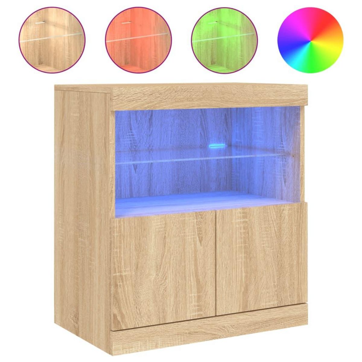 VIDAXL Buffet avec lumieres LED chene sonoma 60x37x67 cm