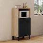 Voir la diapositive 2 : ID MARKET Buffet mi-haut de cuisine  pour micro-onde 60 cm CINA 1 tiroir 2 portes façon hêtre et noir