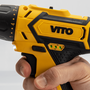 Voir la diapositive 6 : VITO Perceuse sans fil 14,4 V 2 batteries lithium 2 Ah Chargeur rapide 1h LED et indicateur de charge VITO