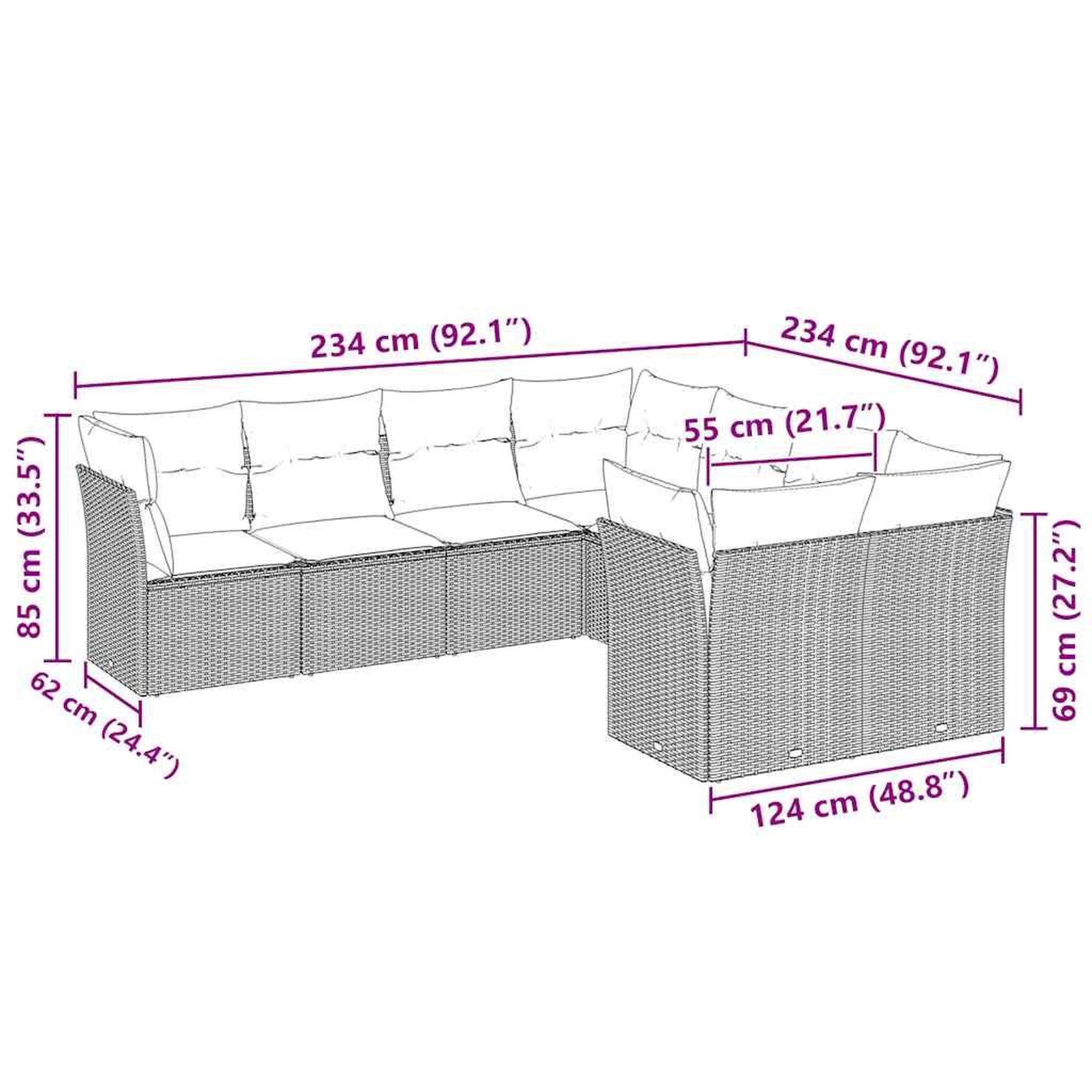 Voir la diapositive 3 : VIDAXL Salon de jardin 8 pcs avec coussins gris clair resine tressee