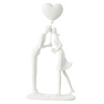 Paris Prix Statuette Déco  Couple Bisou Cœur  30cm Blanc
