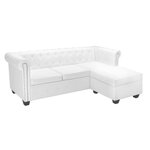 VIDAXL Canape Chesterfield en forme de L cuir synthetique blanc