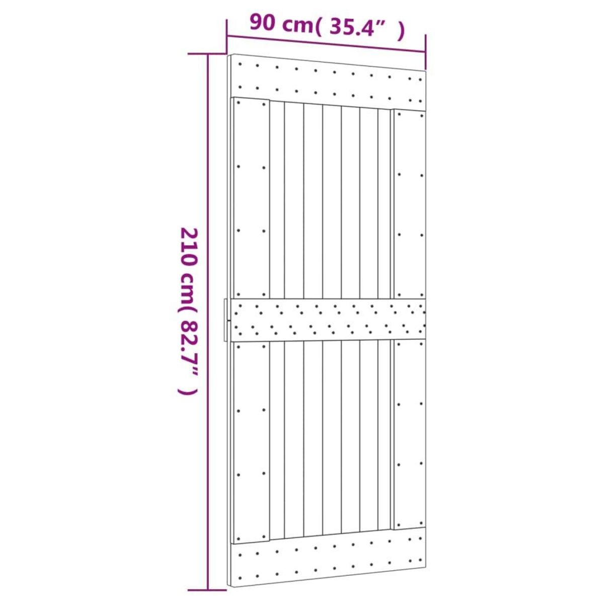 VIDAXL Porte coulissante et kit de quincaillerie 90x210 cm pin massif