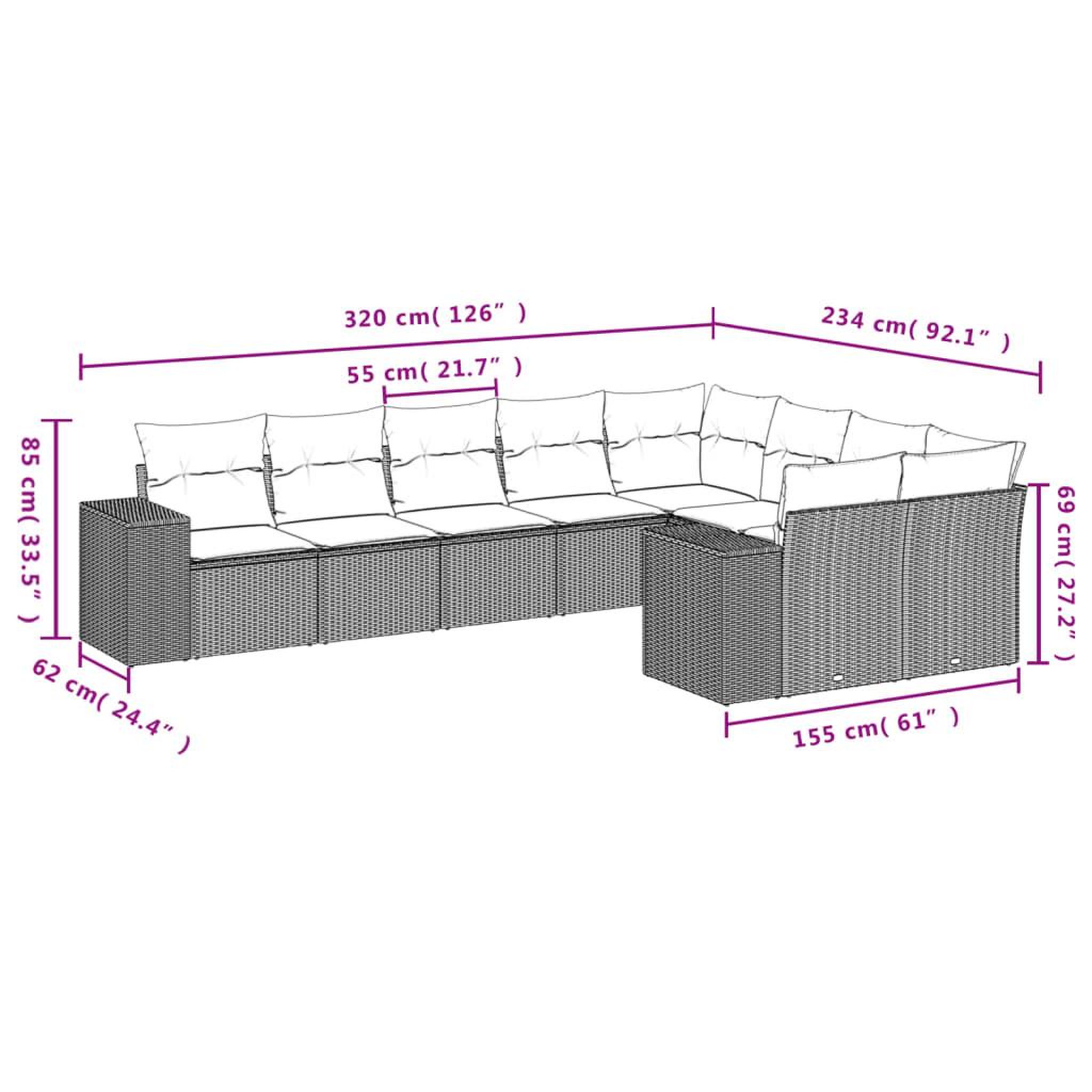 Voir la diapositive 6 : VIDAXL Salon de jardin 9 pcs avec coussins noir resine tressee