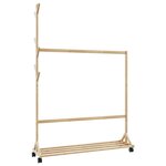 VIDAXL Porte vêtements avec crochets et roulettes 100x35x157 cm bambou