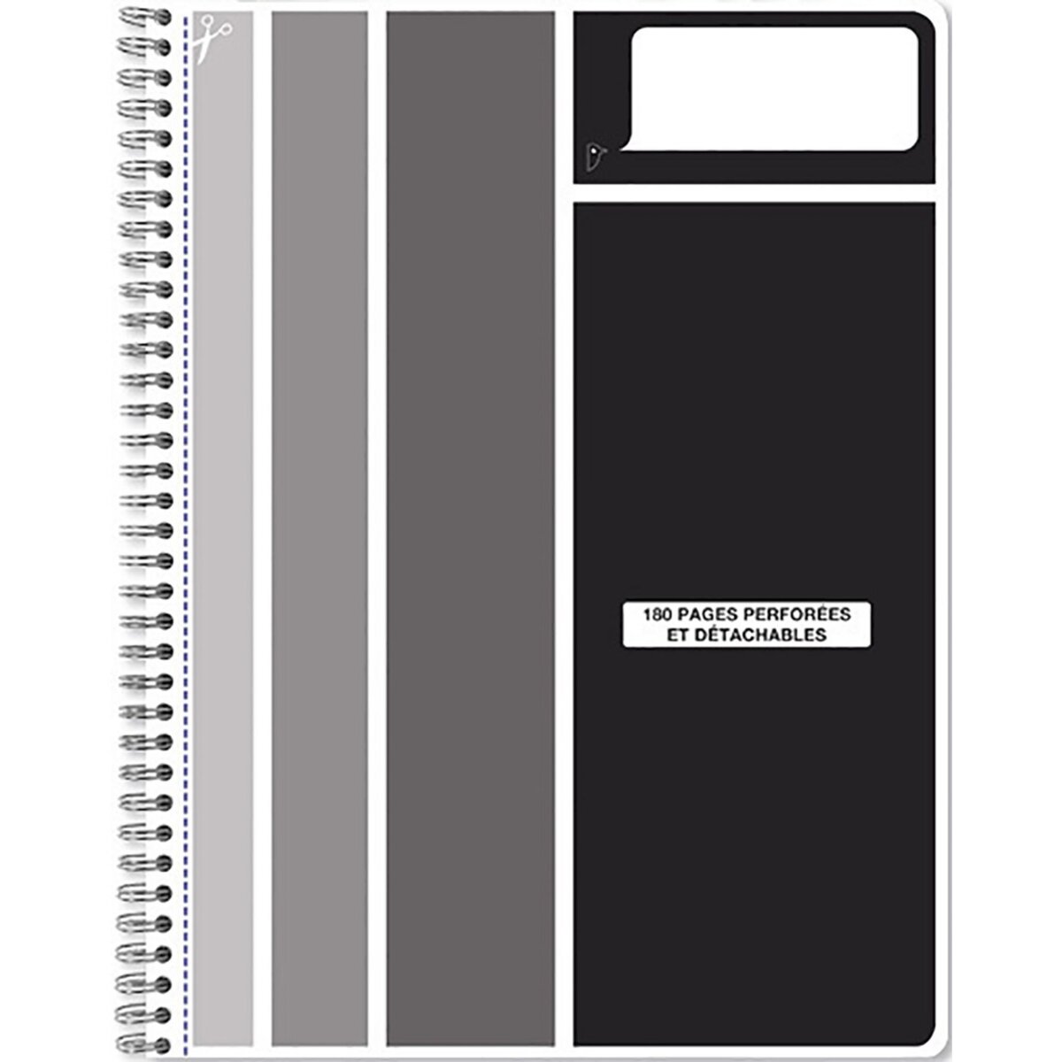 AUCHAN Cahier microperforé 21x29,7cm 180 pages 90g - couverture polypropylène - noir