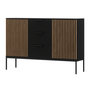 Voir la diapositive 1 : BEST MOBILIER Savanna - buffet bas - effet bois et noir - 3 tiroirs et 2 portes - 150 cm