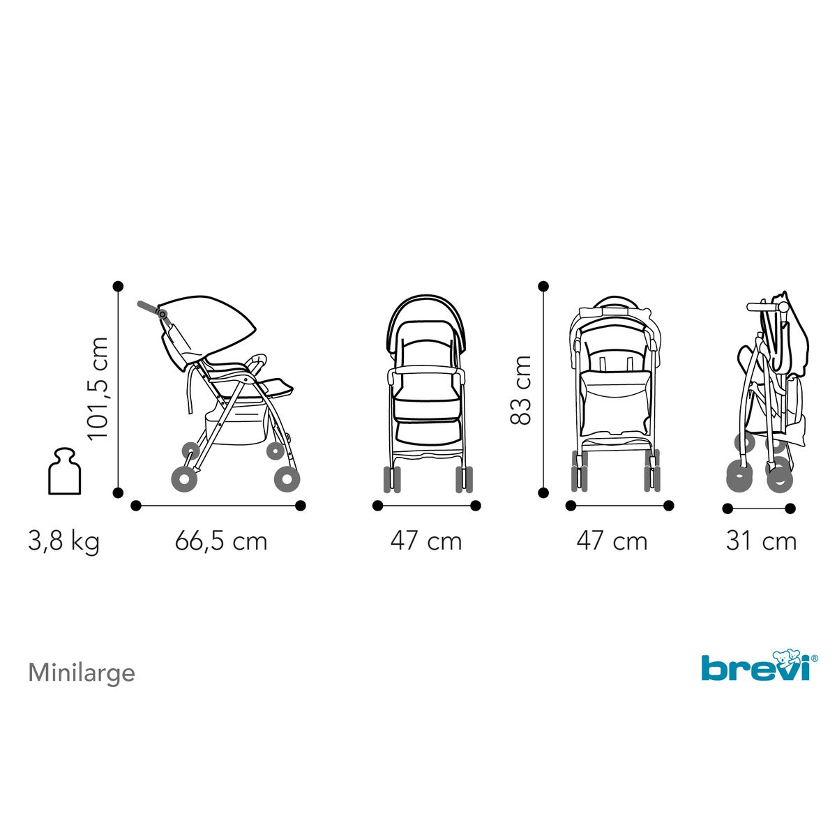 BREVI Poussette Mini large - Beige Tweed