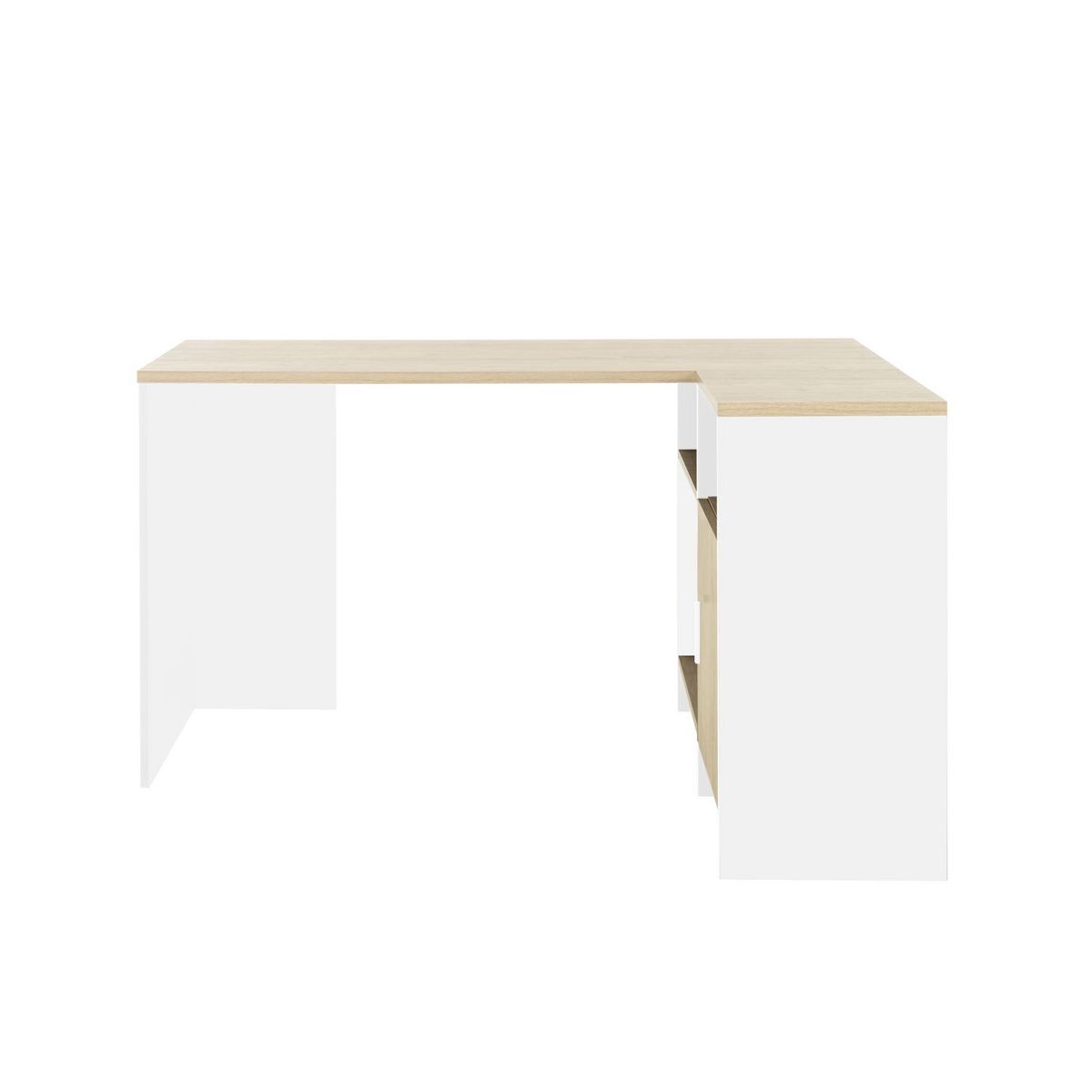 Bureau d'angle droit style indutriel avec rangement L136cm CHELSEA