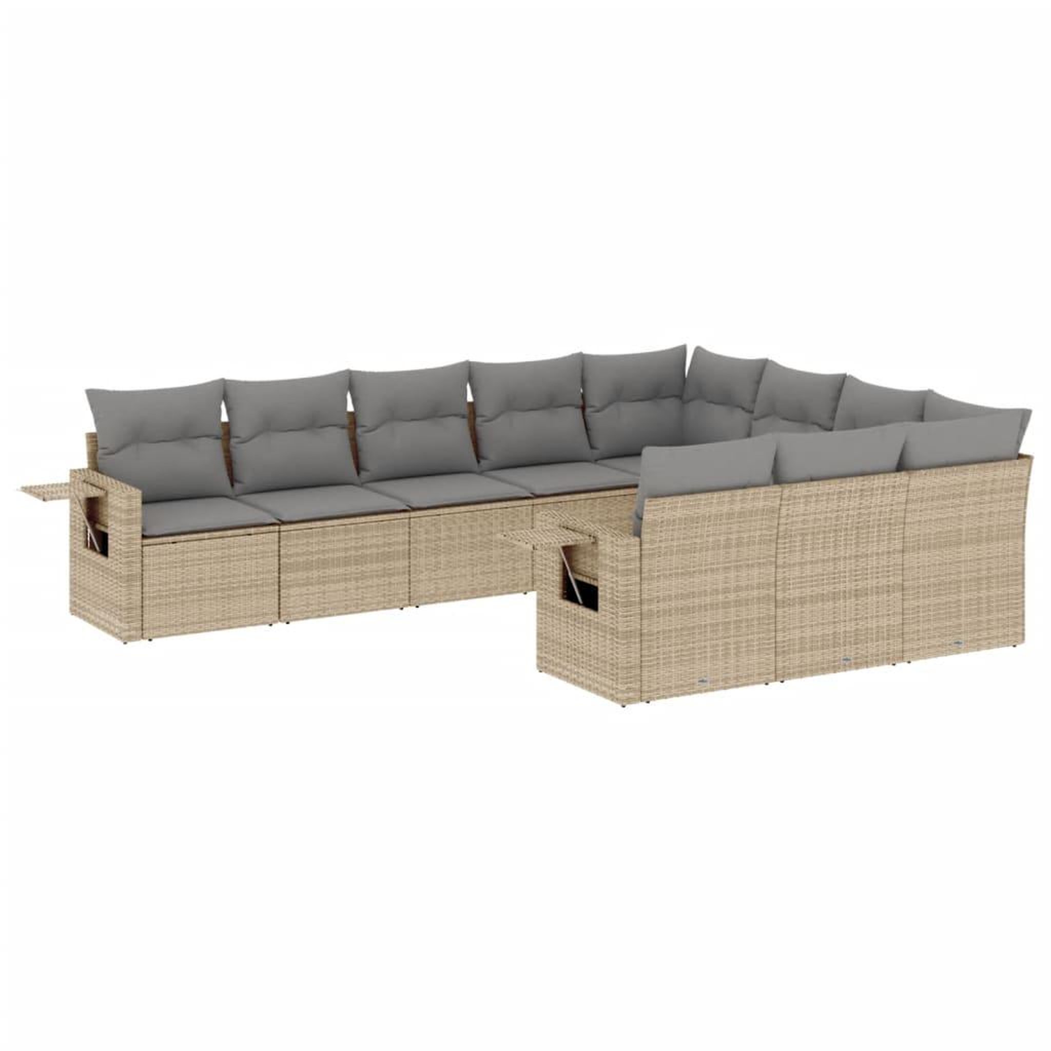 Voir la diapositive 2 : VIDAXL Salon de jardin avec coussins 10 pcs beige resine tressee